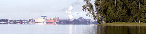 Sorel-Tracy industries viewed from the St. Lawrence River