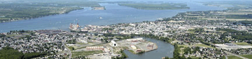 Vue aérienne de la ville de Sorel-Tracy